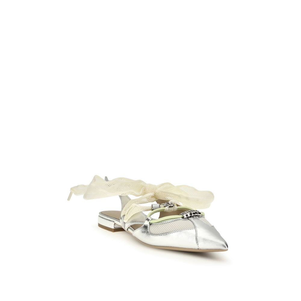Gianira Silver Calf Leather Ballet Flats