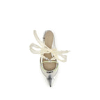 Gianira Silver Calf Leather Ballet Flats