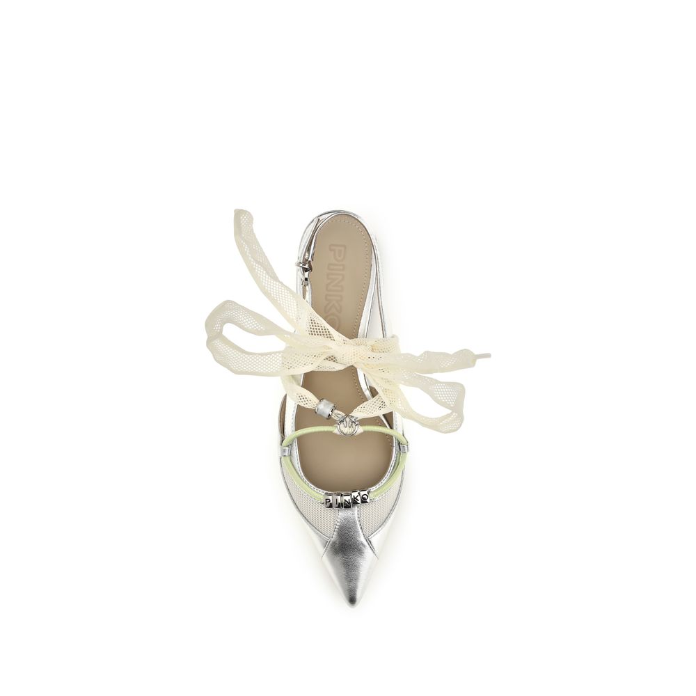 Gianira Silver Calf Leather Ballet Flats