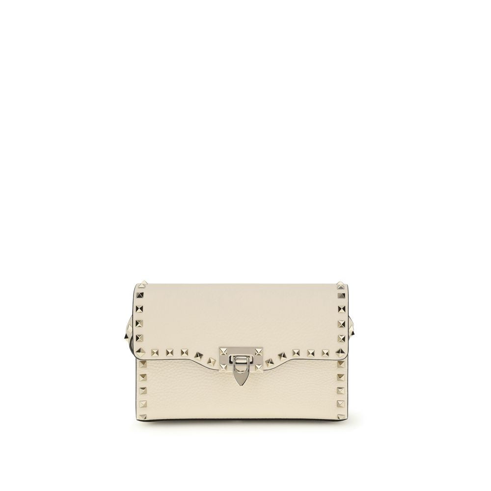 Small Grained Calf Leather Rockstud Shoulder Bag