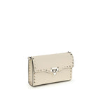 Small Grained Calf Leather Rockstud Shoulder Bag