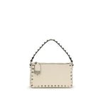 Beige Calfskin Rockstud Shoulder Bag
