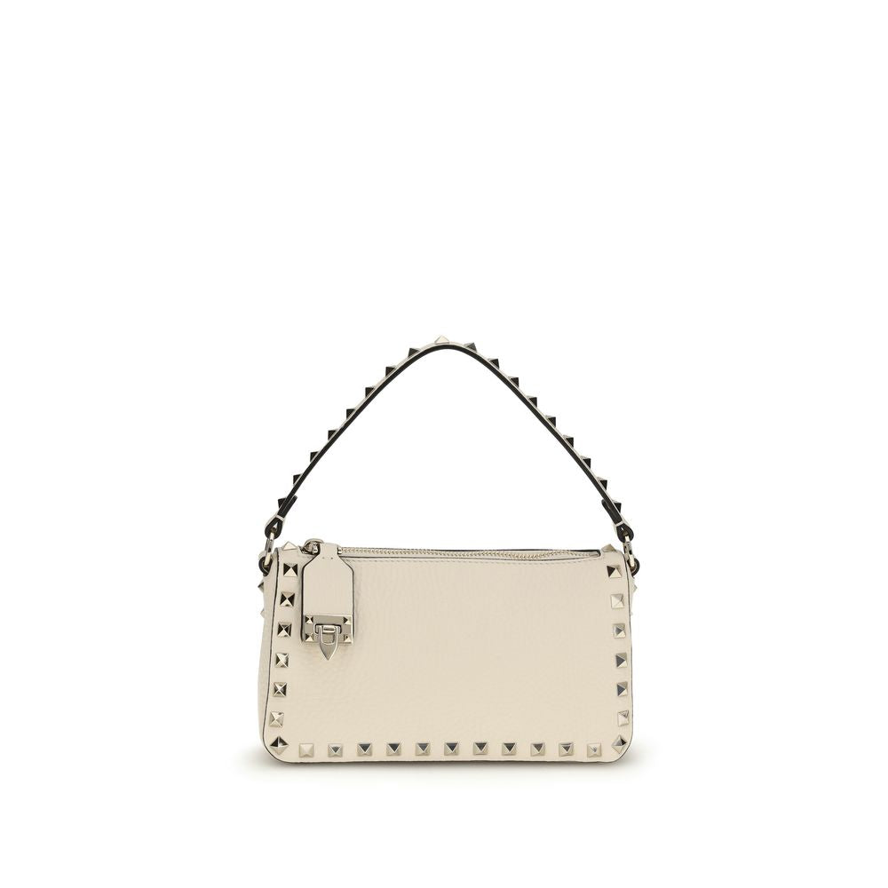 Beige Calfskin Rockstud Shoulder Bag