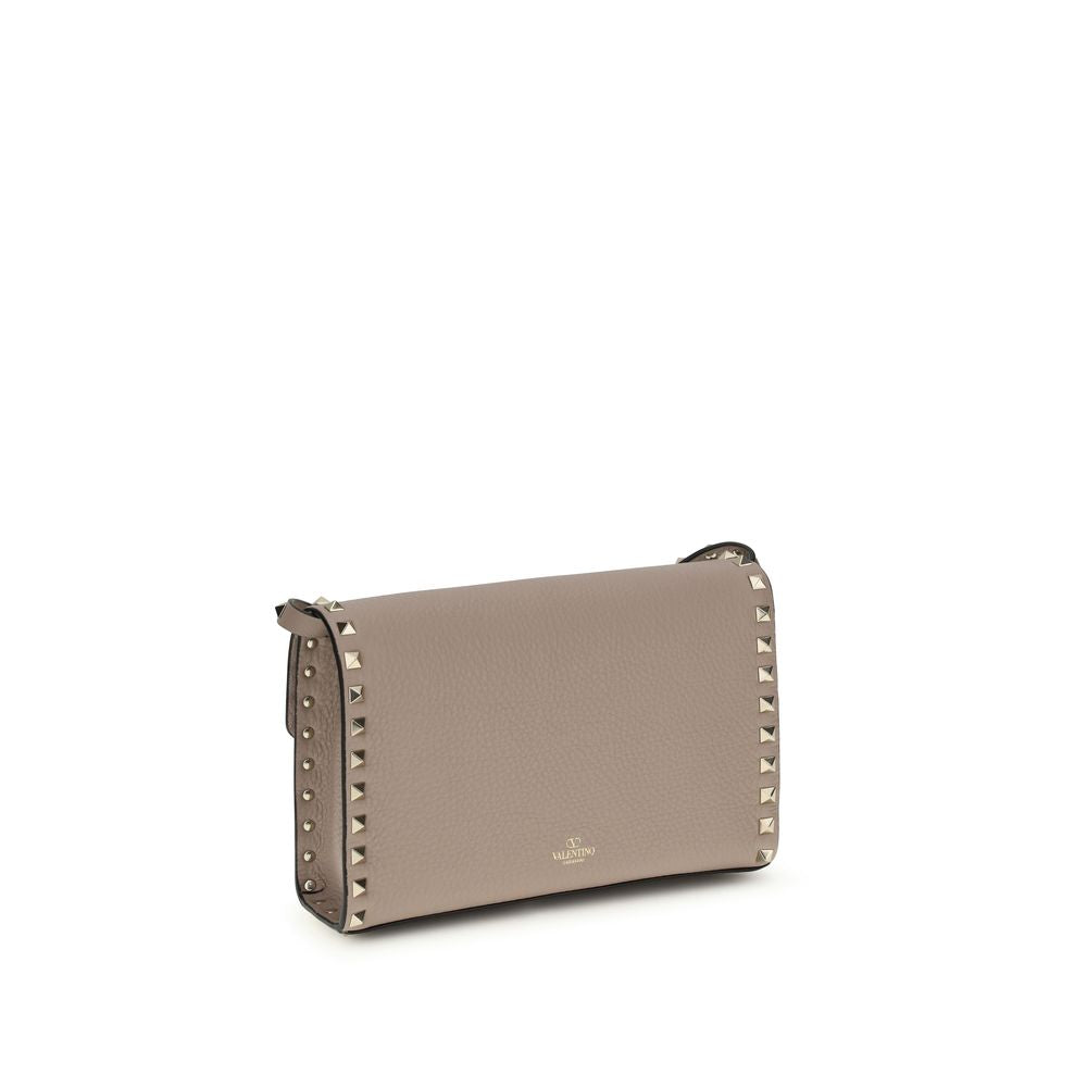 Small Grained Calf Leather Rockstud Shoulder Bag