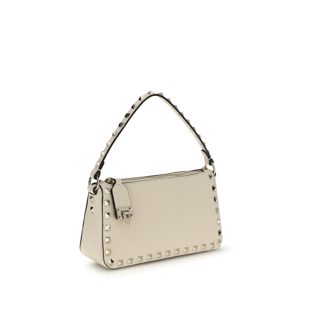 Beige Calfskin Rockstud Shoulder Bag