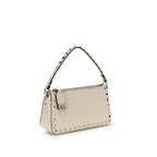 Beige Calfskin Rockstud Shoulder Bag