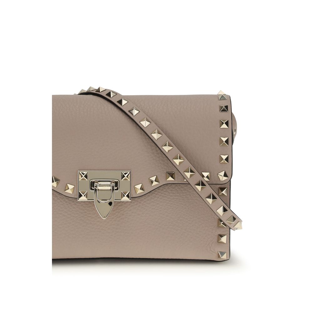 Small Grained Calf Leather Rockstud Shoulder Bag