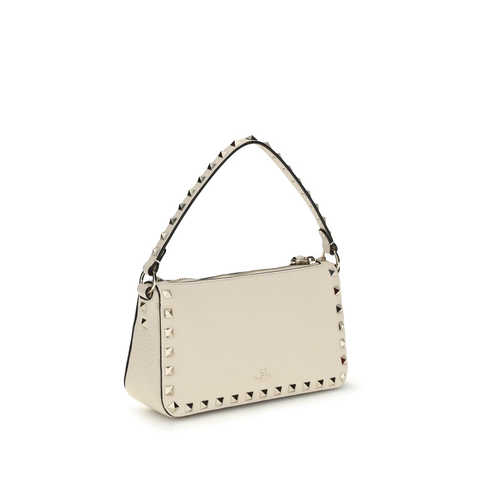Beige Calfskin Rockstud Shoulder Bag