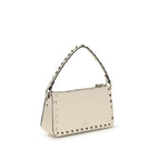 Beige Calfskin Rockstud Shoulder Bag