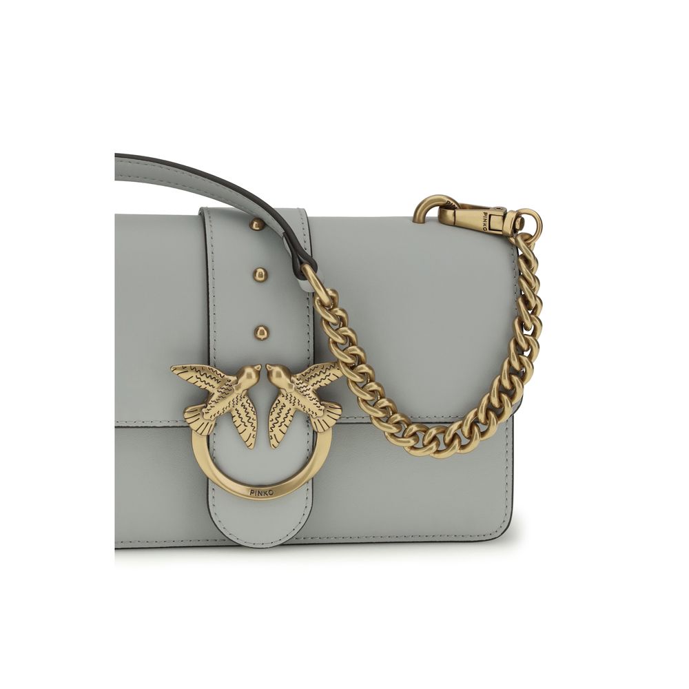 Small Gray Calf Leather Love One Shoulder Bag
