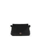 One Two Three Mini Shoulder Bag In Black Calf Leather