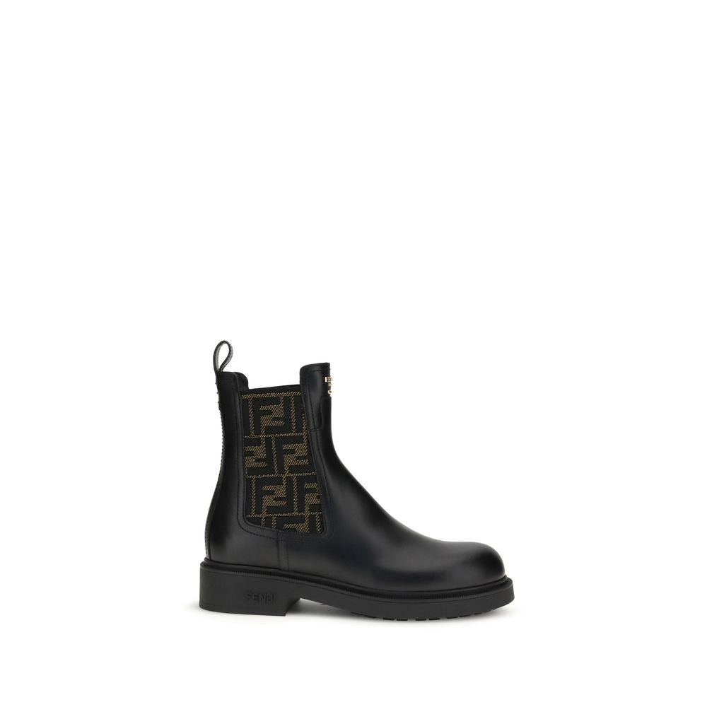 Calf Leather FF Motif Ankle Boots