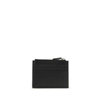 Rockstud Zip Card Holder in Black Calf Leather