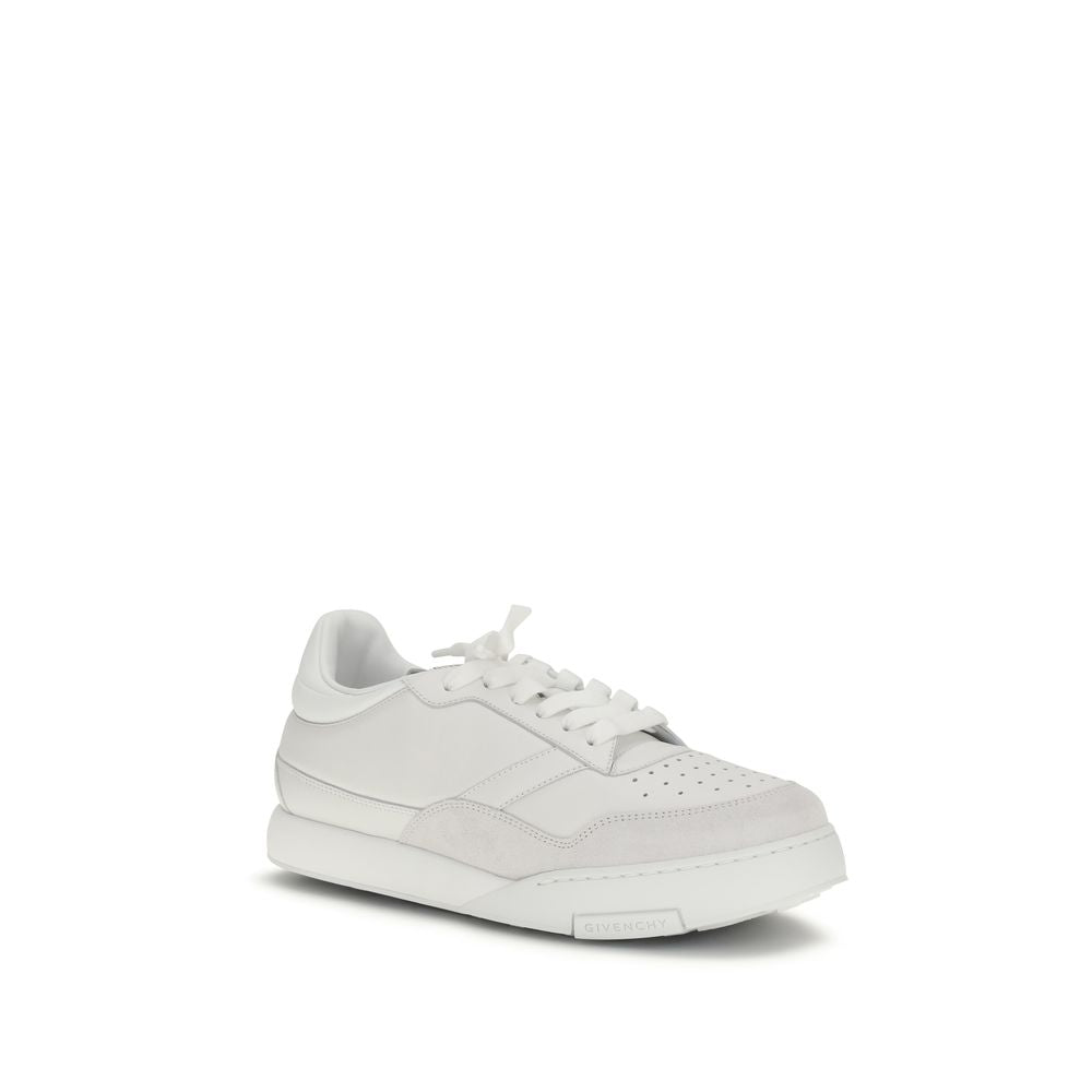 White Calf Leather Low Top Sneakers