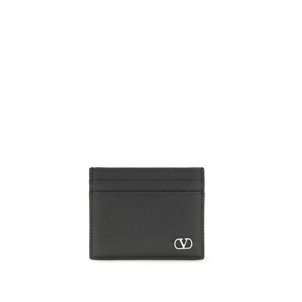 VLogo Signature Grained Leather Card Holder