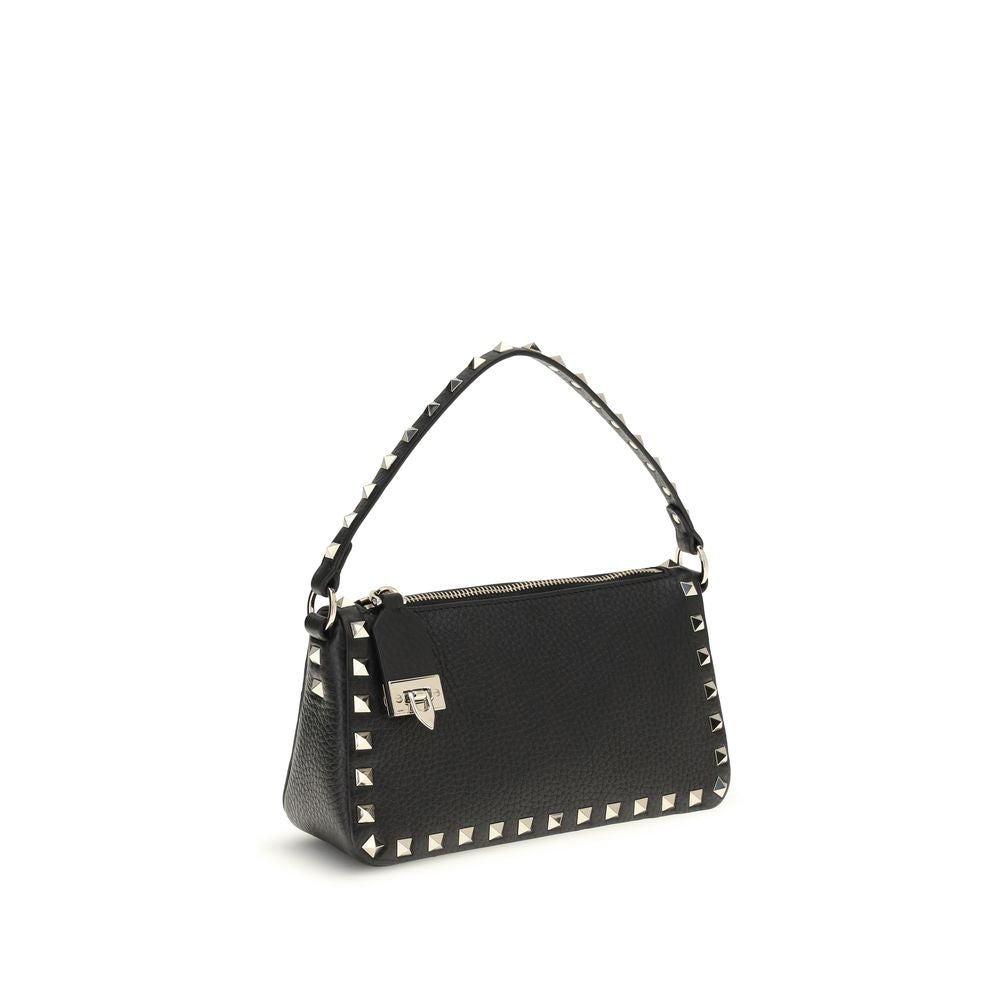 Black Calfskin Rockstud Shoulder Bag