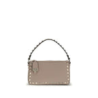 Rockstud Shoulder Bag in Garnet Calfskin Leather