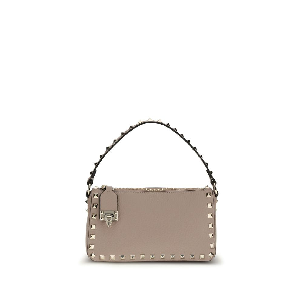 Rockstud Shoulder Bag in Garnet Calfskin Leather