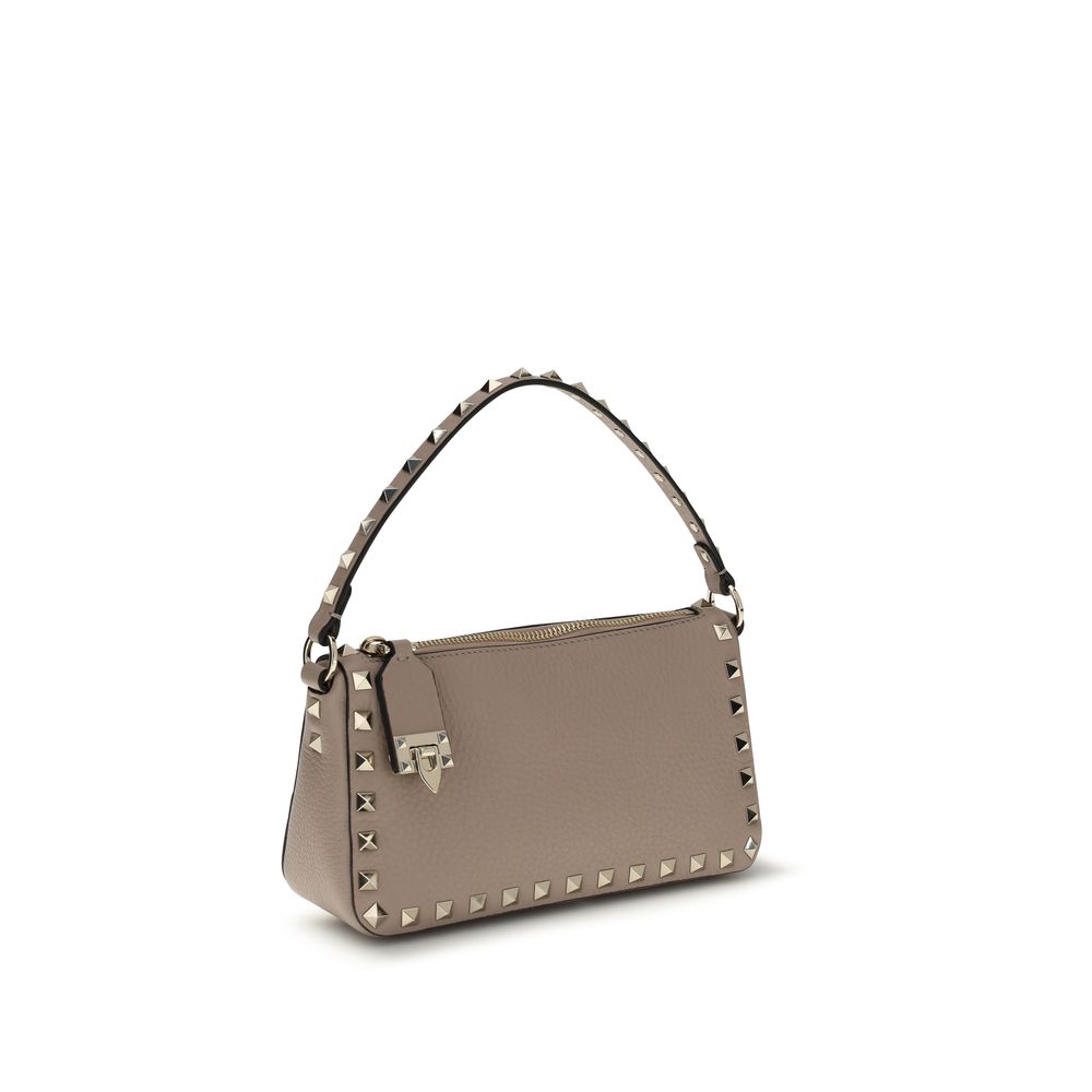 Rockstud Shoulder Bag in Garnet Calfskin Leather