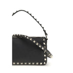 Black Calfskin Rockstud Shoulder Bag