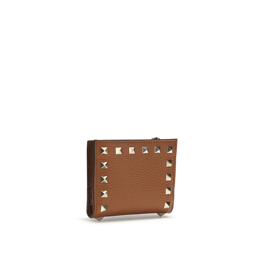 Grained Calf Leather Rockstud Wallet