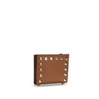 Grained Calf Leather Rockstud Wallet