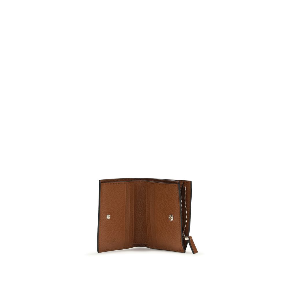 Grained Calf Leather Rockstud Wallet