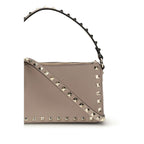 Rockstud Shoulder Bag in Garnet Calfskin Leather