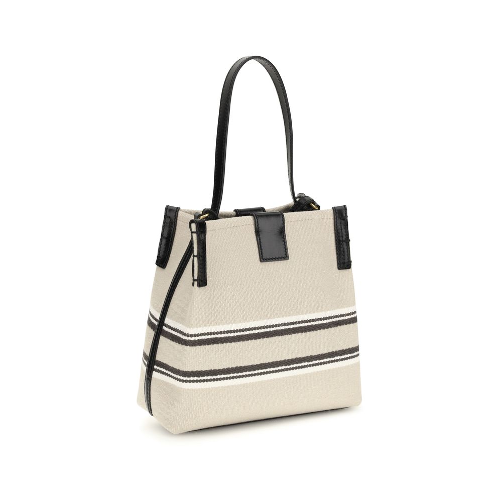 Beige Cotton Release Bucket Bag