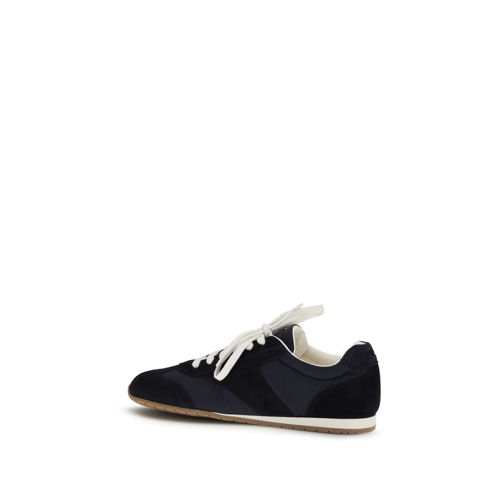 Two-Tone Suede & Fabric Calf Leather Sneakers