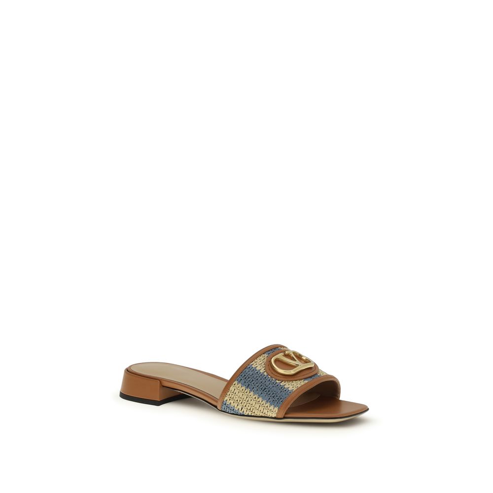 Multicolor VLogo Signature Raffia Slide Sandals