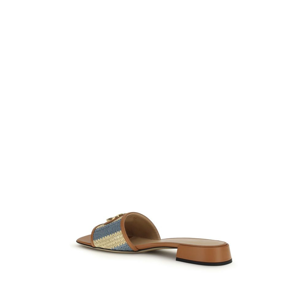Multicolor VLogo Signature Raffia Slide Sandals
