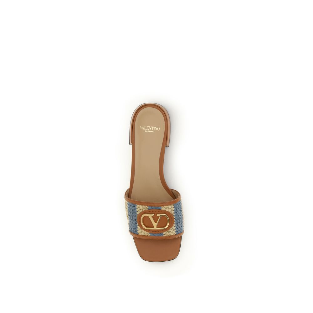 Multicolor VLogo Signature Raffia Slide Sandals