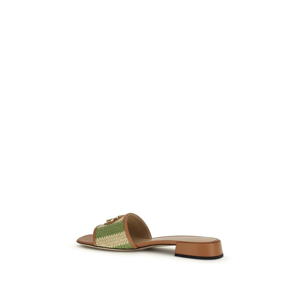 VLogo Signature Raffia Slide Sandals