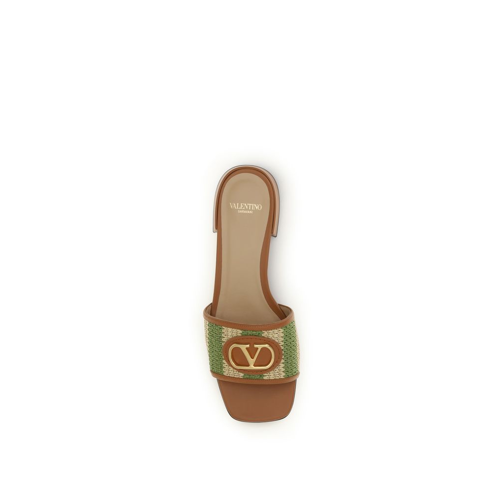 VLogo Signature Raffia Slide Sandals