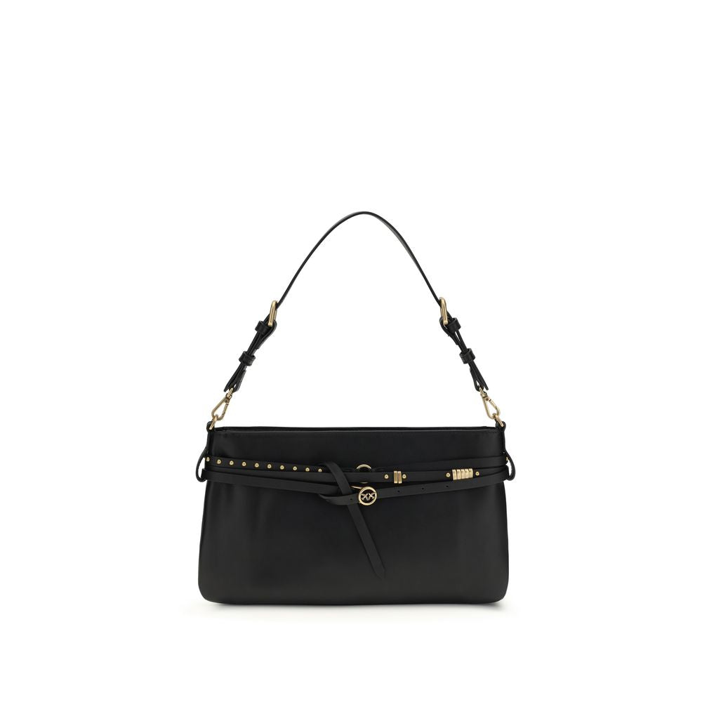 Black Calf Leather Shoulder Bag