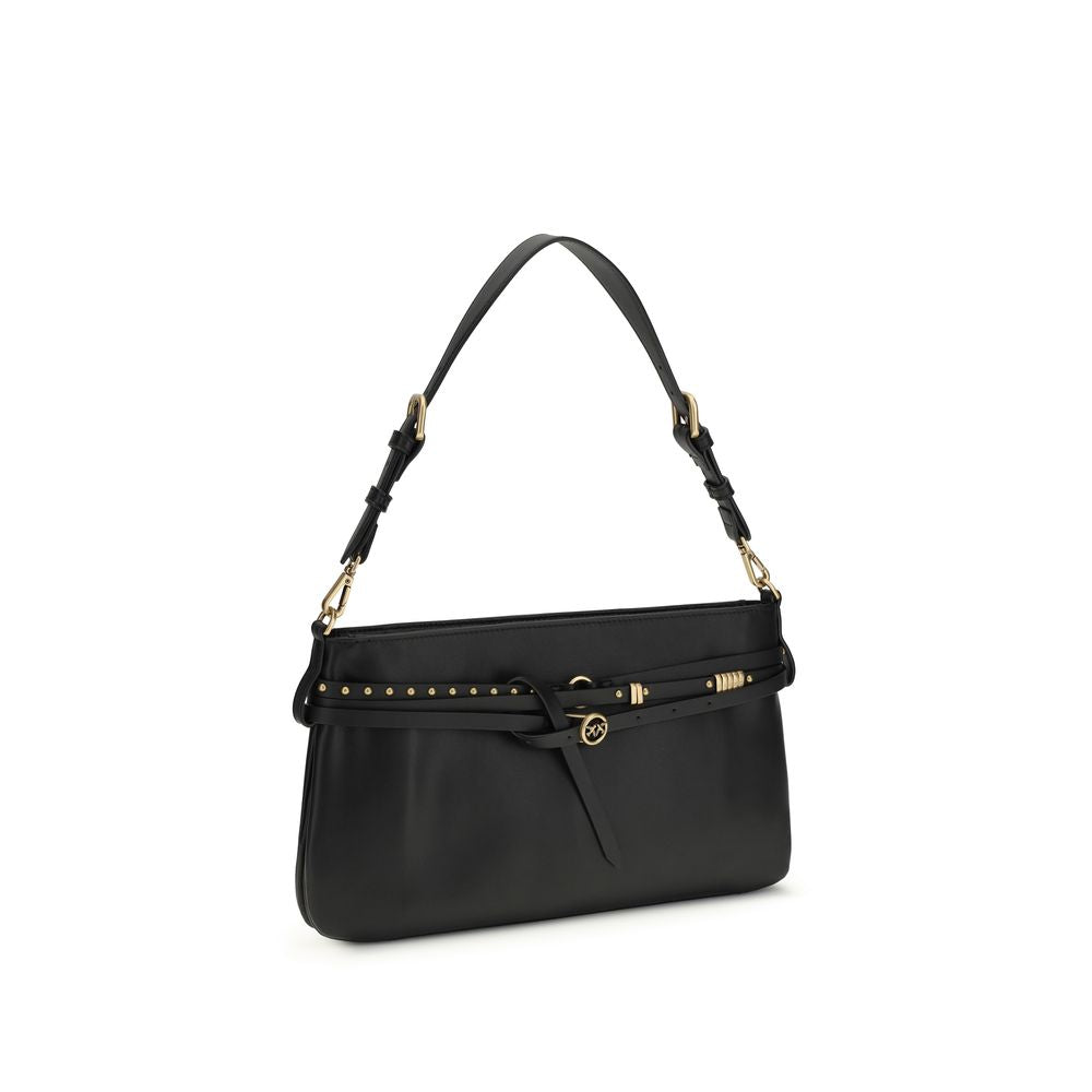 Black Calf Leather Shoulder Bag