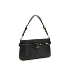 Black Calf Leather Shoulder Bag
