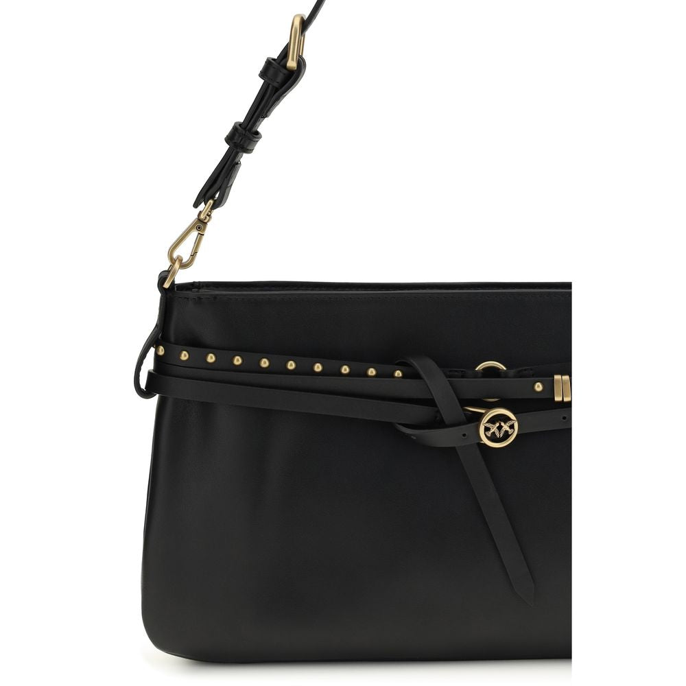 Black Calf Leather Shoulder Bag