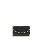Rockstud Chain Wallet In Black Calf Leather