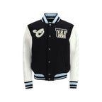 Varsity Star Logo Leather and Wool Jacket