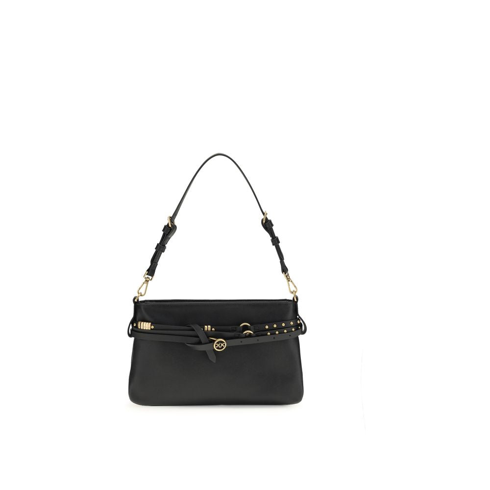 Black Calf Leather Shoulder Bag