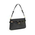 Black Calf Leather Shoulder Bag