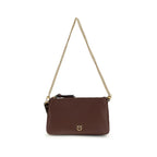 Mini Double Bag In Brown Calf Leather