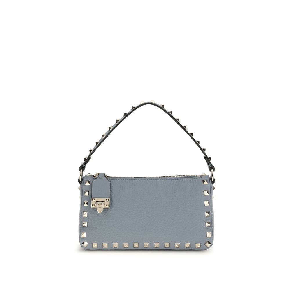 Blue Calfskin Rockstud Shoulder Bag