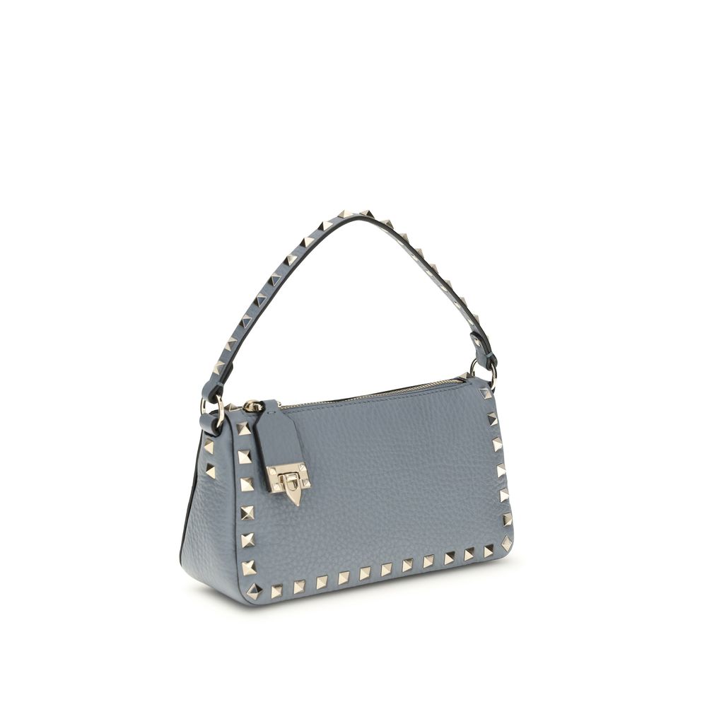 Blue Calfskin Rockstud Shoulder Bag
