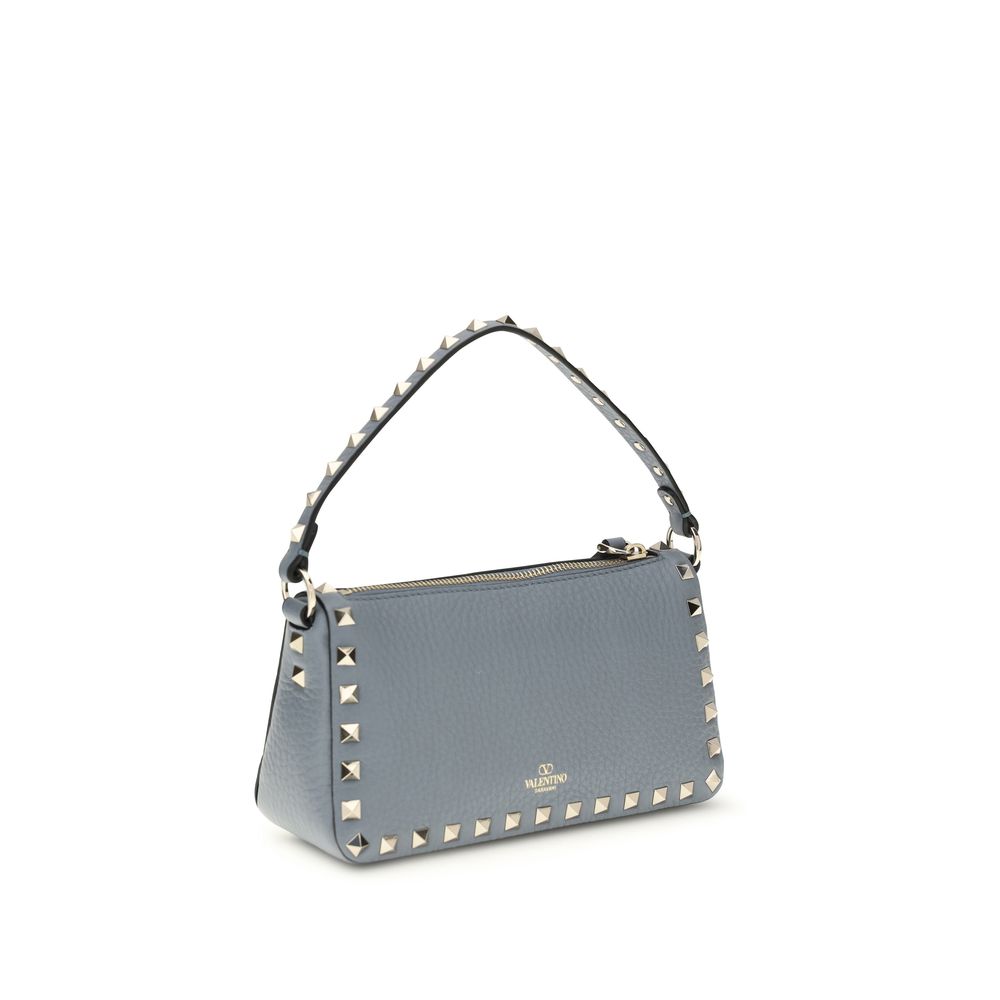 Blue Calfskin Rockstud Shoulder Bag
