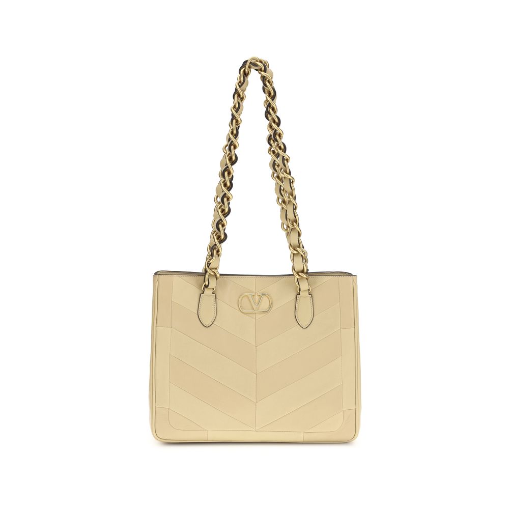 Laseine Small Shopping Bag In Gold Napa Leather