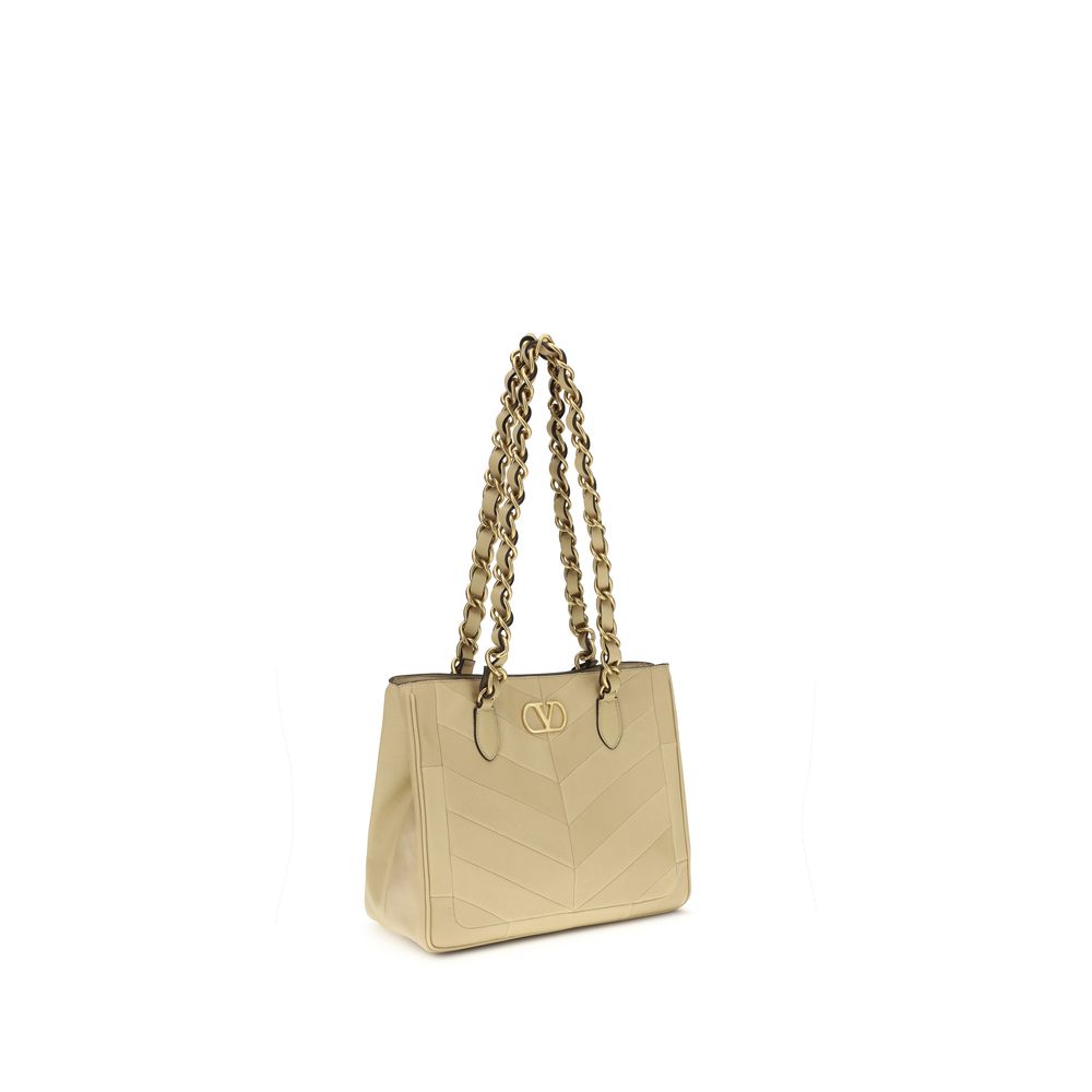 Laseine Small Shopping Bag In Gold Napa Leather