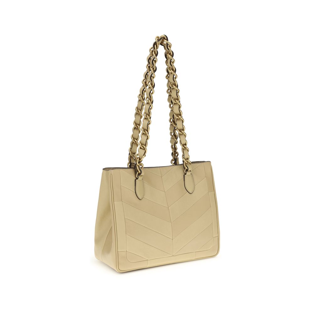 Laseine Small Shopping Bag In Gold Napa Leather